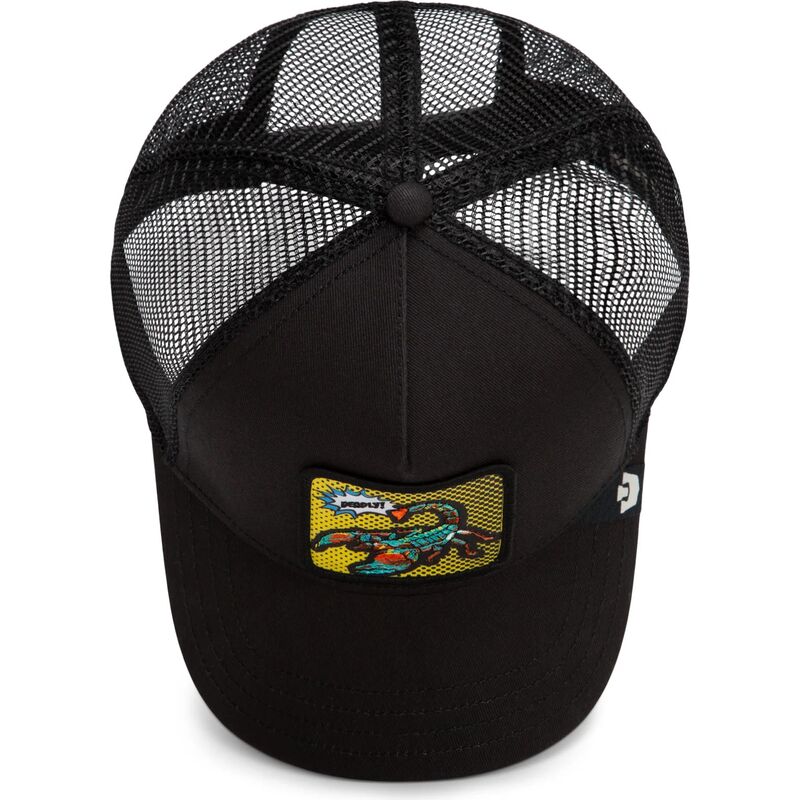 mutzen-gebogen-schwarz-snapback-deadly-scorpion-pop-art-strikes-back-the-farm-goorin-bros