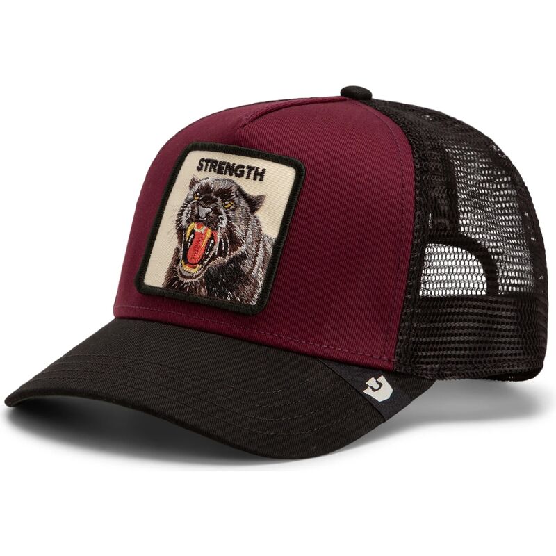 casquette-trucker-grenat-et-noire-panthere-strength-panther-original-recipe-the-farm-goorin-bros