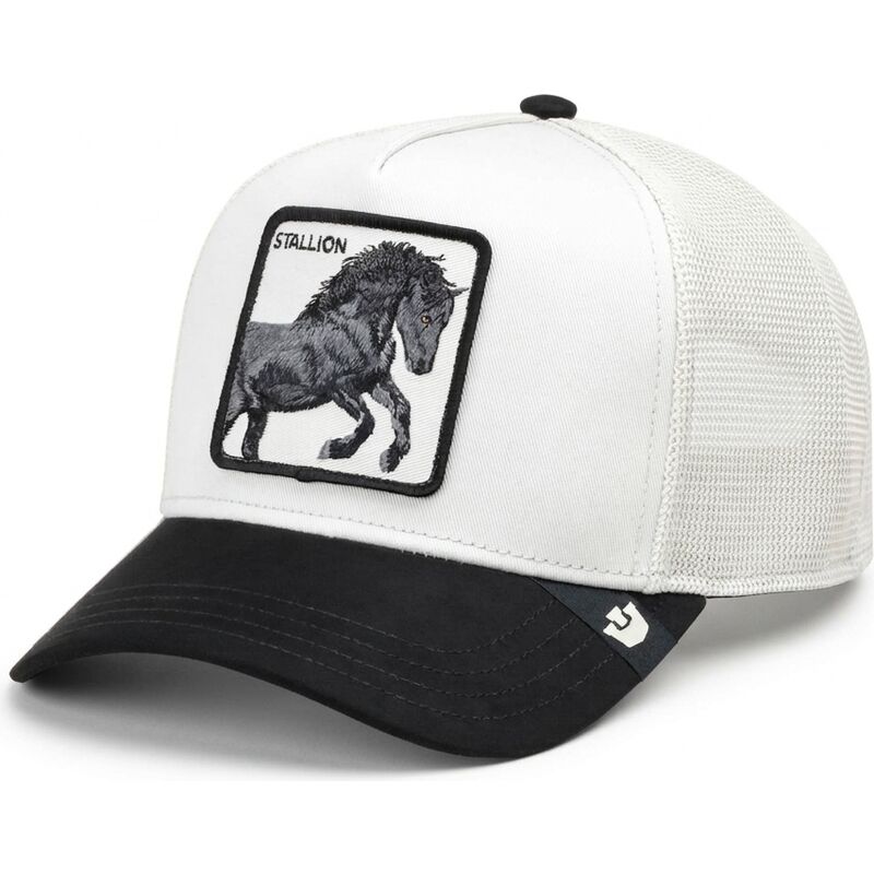 casquette-trucker-blanche-et-noire-cheval-digital-stallion-split-decision-the-farm-goorin-bros