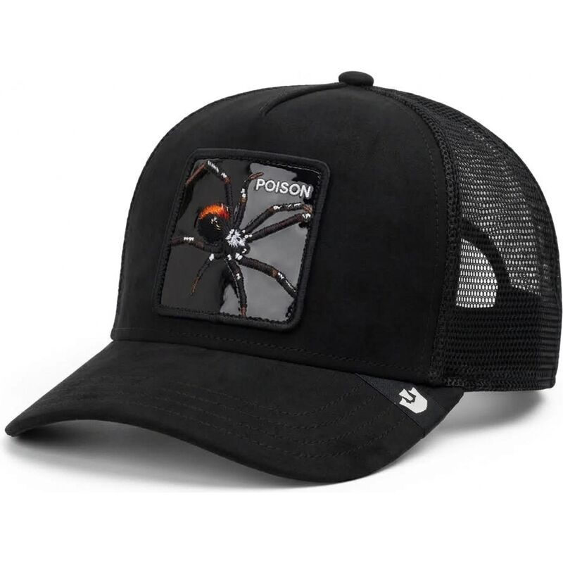 mutzen-gebogen-schwarz-snapback-black-out-spider-blackened-metallic-poison-the-farm-goorin-bros