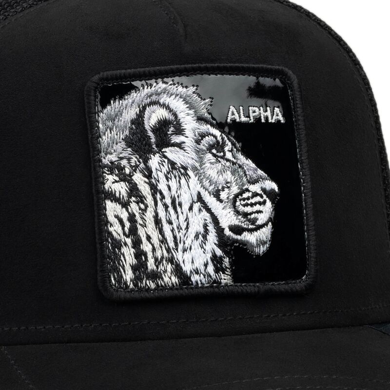 casquette-trucker-noire-lion-black-out-lion-blackened-metallic-alpha-the-farm-goorin-bros