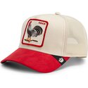 casquette-trucker-rouge-et-beige-coq-the-suede-rooster-microsuede-cock-the-farm-goorin-bros