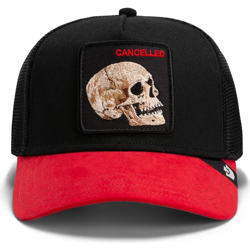 casquette-trucker-noire-et-rouge-crane-cancelled-skull-trucker-microsuede-the-farm-goorin-bros casquette-trucker-noire-et-rouge-crane-cancelled-skull-trucker-microsuede-the-farm-goorin-bros