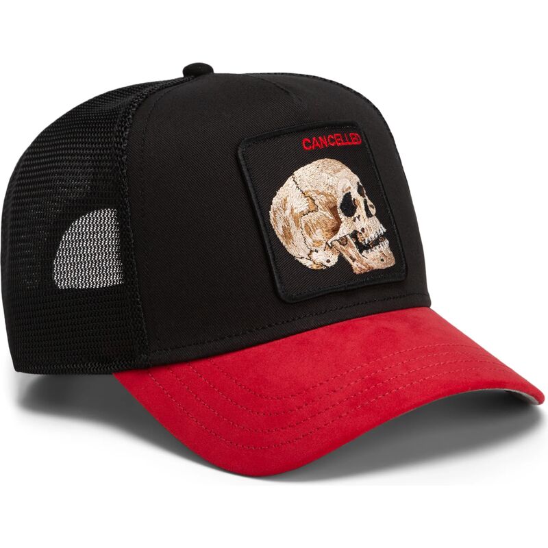 mutzen-gebogen-schwarz-snapback-cancelled-skull-microsuede-the-farm-goorin-bros
