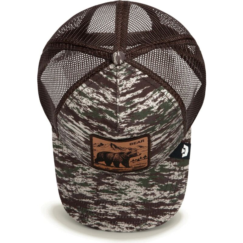 casquette-trucker-camouflage-et-marron-ours-engraved-bear-camo-glitch-the-farm-goorin-bros