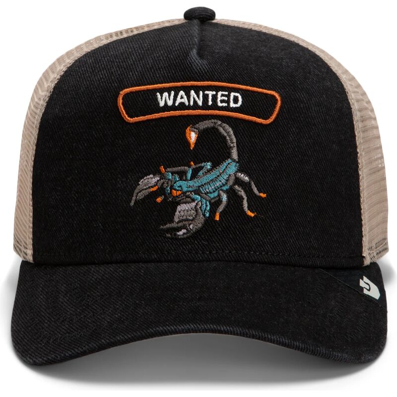 casquette-trucker-noire-et-beige-scorpion-wanted-rocker-denim-after-dark-the-farm-goorin-bros