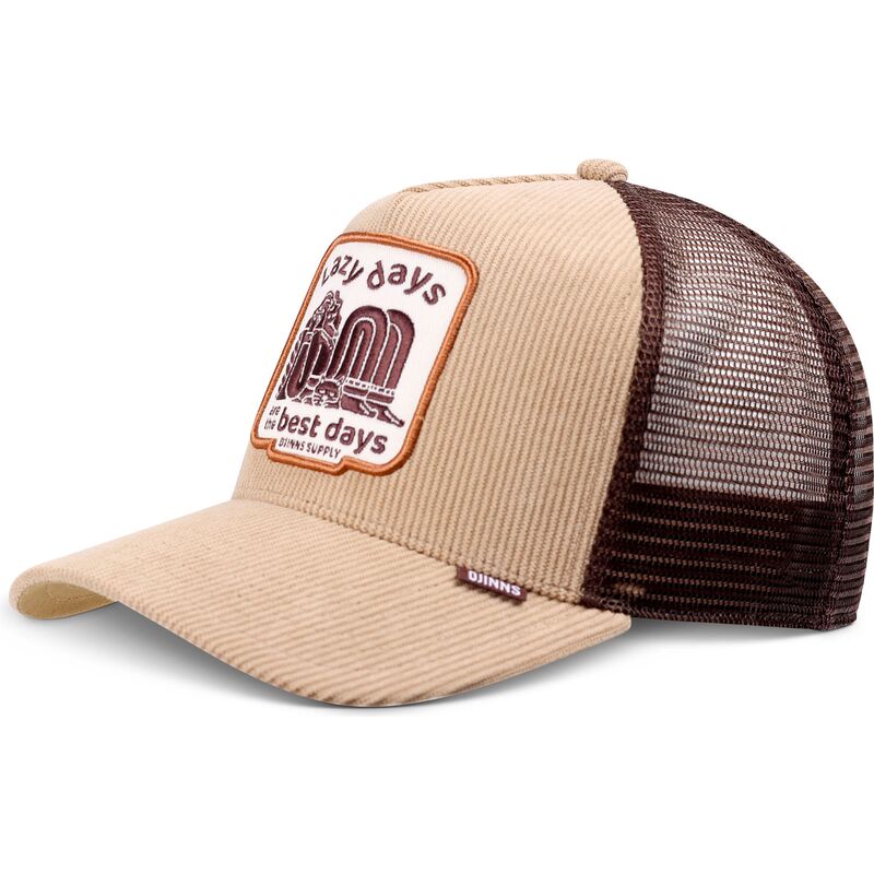 casquette-trucker-khaki-et-marron-hft-lazy-days-djinns