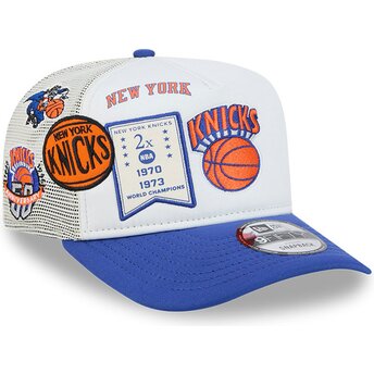 Casquette trucker blanche et bleue Hardwood Classics 9FIFTY A Frame Precurved New York Knicks NBA New Era