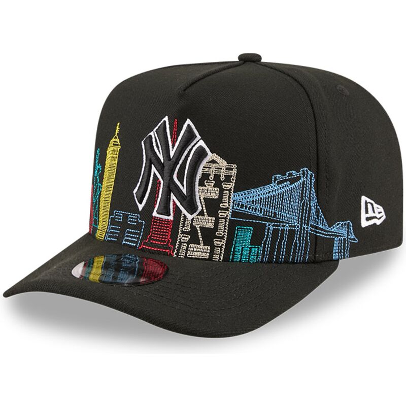 mutzen-gebogen-schwarz-snapback-9fifty-a-frame-precurved-skyline-der-new-york-yankees-mlb-von-new-era