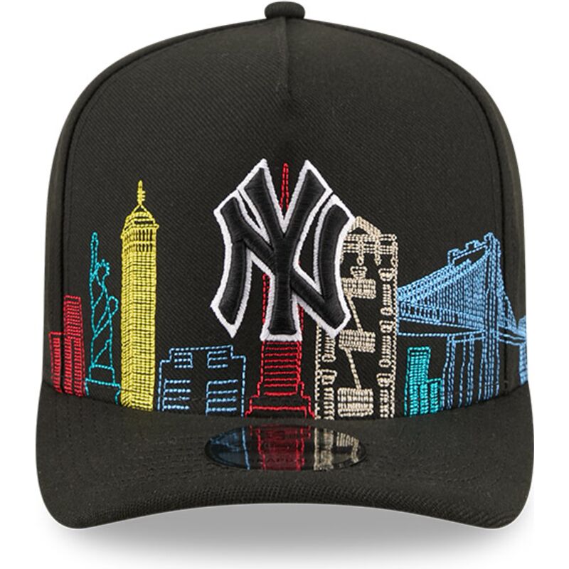 mutzen-gebogen-schwarz-snapback-9fifty-a-frame-precurved-skyline-der-new-york-yankees-mlb-von-new-era