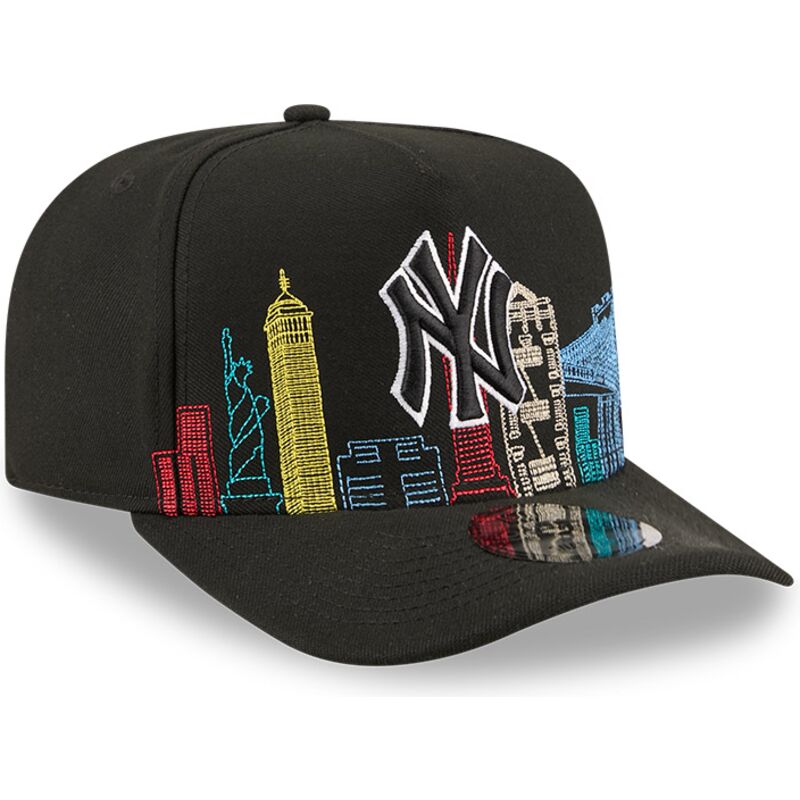 mutzen-gebogen-schwarz-snapback-9fifty-a-frame-precurved-skyline-der-new-york-yankees-mlb-von-new-era