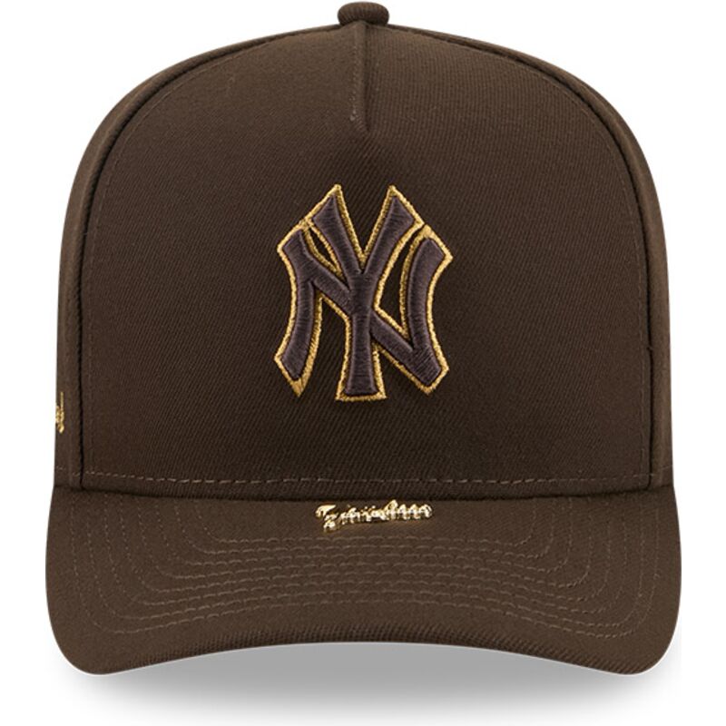 mutzen-gebogen-braun-snapback-9fifty-a-frame-precurved-visor-pin-der-new-york-yankees-mlb-von-new-era
