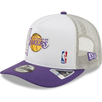 Mützen gebogen violett snapback 9FIFTY A Frame Precurved Multi Patch der Los Angeles Lakers NBA von New Era
