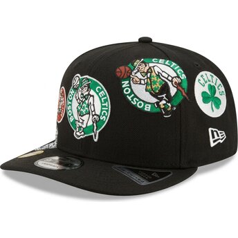 Mützen gebogen schwarz snapback 9FIFTY A Frame Precurved Multi Patch der Boston Celtics NBA von New Era