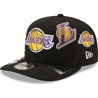 Casquette courbée noire snapback 9FIFTY A Frame Precurved Multi Patch Los Angeles Lakers NBA New Era