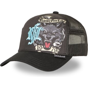 Mützen gebogen schwarz snapback N°266 Chained Wolf von Rock’nFreeLife