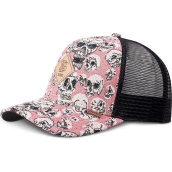 Mützen gebogen rosa snapback HFT Crasy Sofa Skull von Djinns