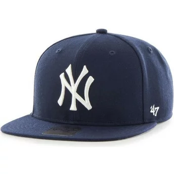 Casquette plate bleue marine snapback unie MLB NewYork Yankees 47 Brand