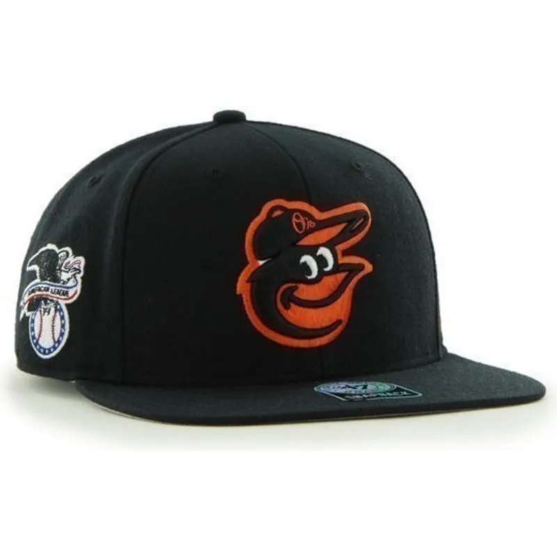 mutzen-flach-schwarz-snapback-lisa-lateral-der-baltimore-orioles-mlb-von-47-brand