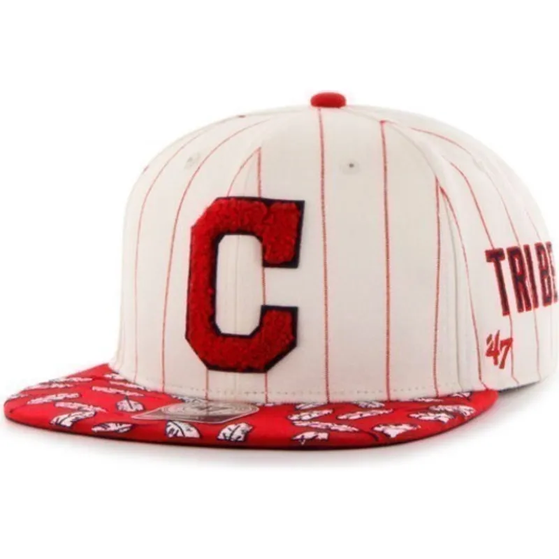 mutzen-flach-creme-snapback-franjas-rojas-laterales-der-cleveland-indians-mlb-von-47-brand mutzen-flach-creme-snapback-franjas-rojas-laterales-der-cleveland-indians-mlb-von-47-brand