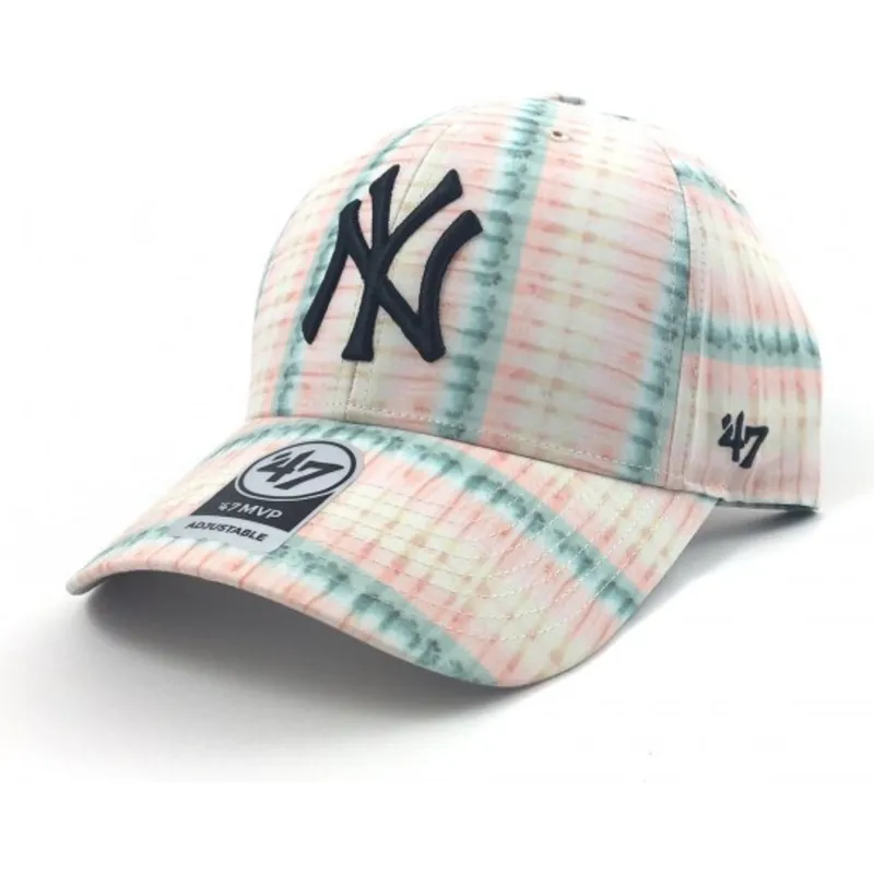 mutzen-gebogen-rosa-verstellbares-band-estampado-de-flores-der-new-york-yankees-mlb-von-47-brand