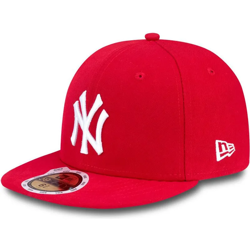 mutzen-flach-rot-angepasst-fur-kinder-59fifty-essential-der-new-york-yankees-mlb-von-new-era