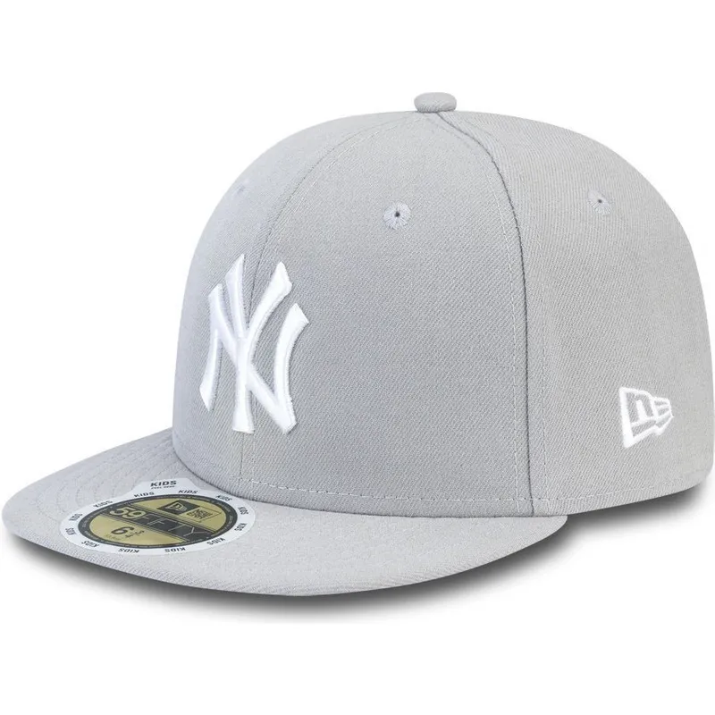 mutzen-flach-grau-angepasst-fur-kinder-59fifty-essential-der-new-york-yankees-mlb-von-new-era