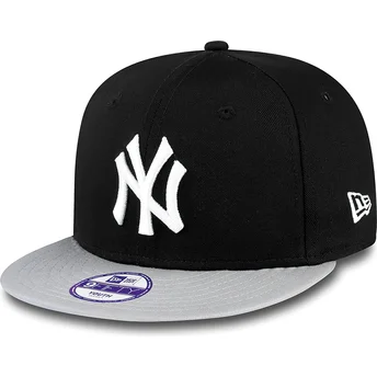 mutzen-flach-schwarz-snapback-fur-kinder-9fifty-cotton-block-der-new-york-yankees-mlb-von-new-era